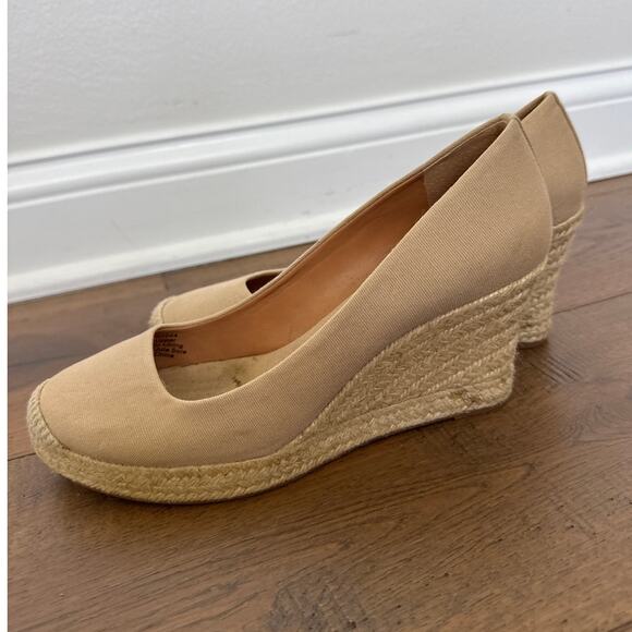 J. Crew Seville Canvas Espadrille Wedges Sandals Tan Women's Size US 9.5 - Picture 2 of 9